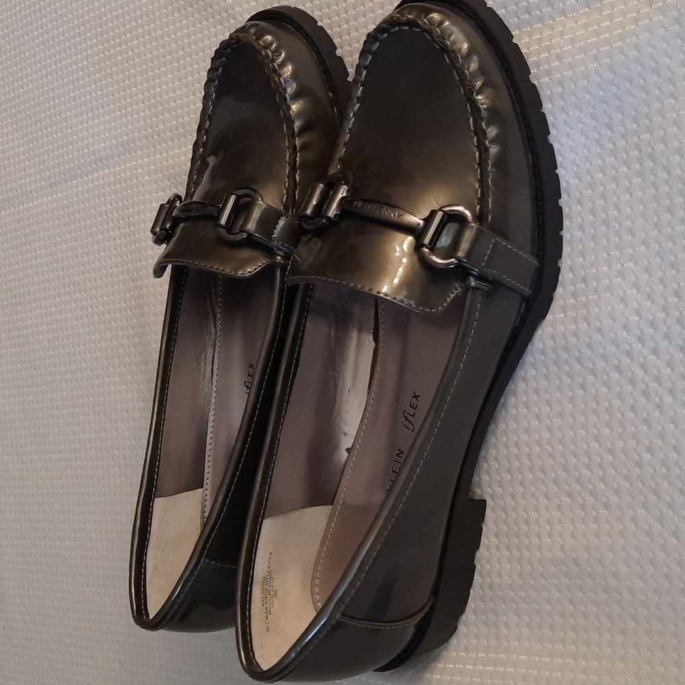 Anne Klein Metallic Pewter Bit Loafers